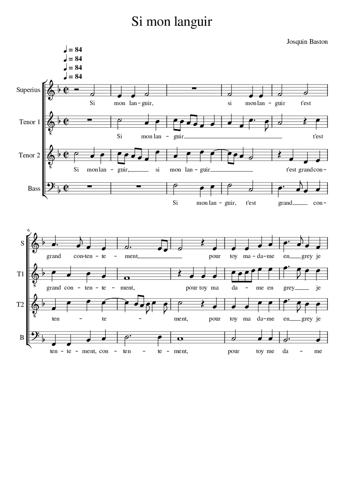 Si mon languir - Page 1