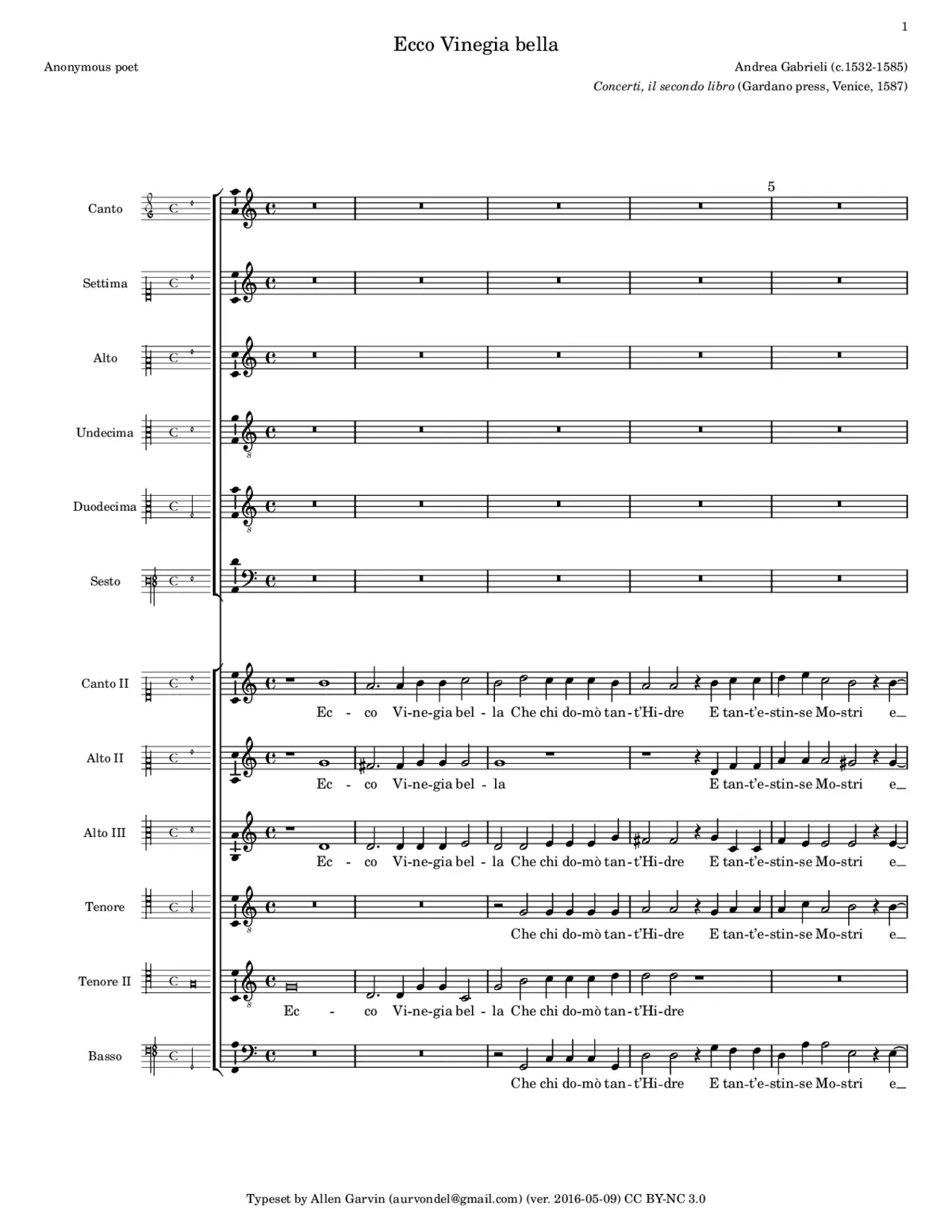 Ecco Vinegia bella (a 12 voci) - Page 1
