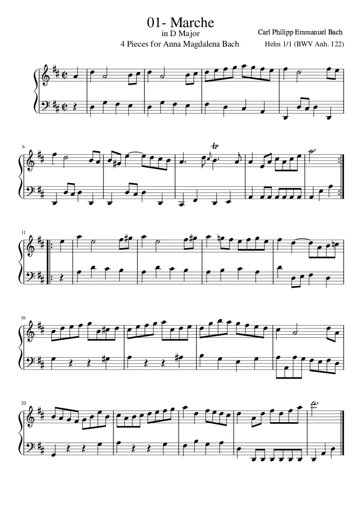 4 Pieces for Anna Magdalena Bach -1 -Marche - Page 1