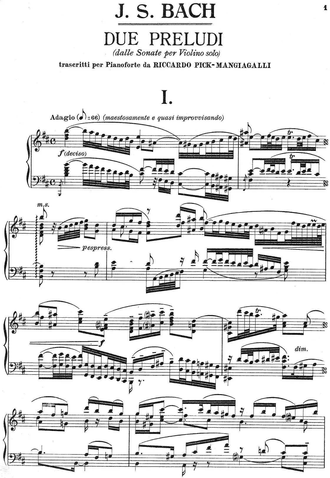 2 Preludes on a Sonate for Solo Violin by J.S. Bach - Page 1