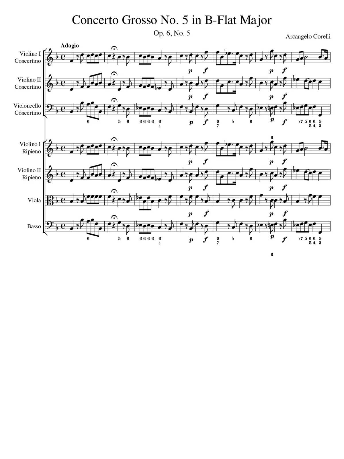 Concerto Grosso in B-Flat Major Op.6 No.5 - Page 1