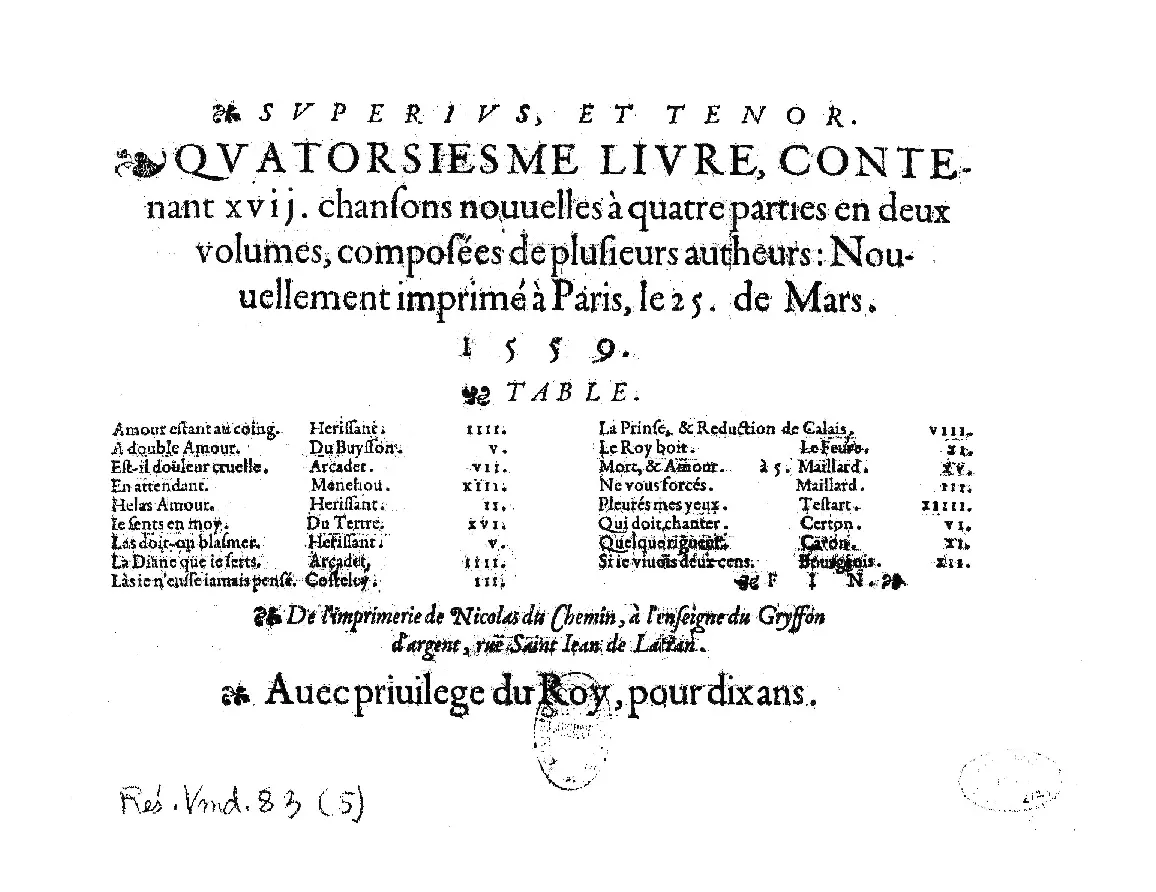 27 Chansons nouvelles, Livre 14 - Page 1