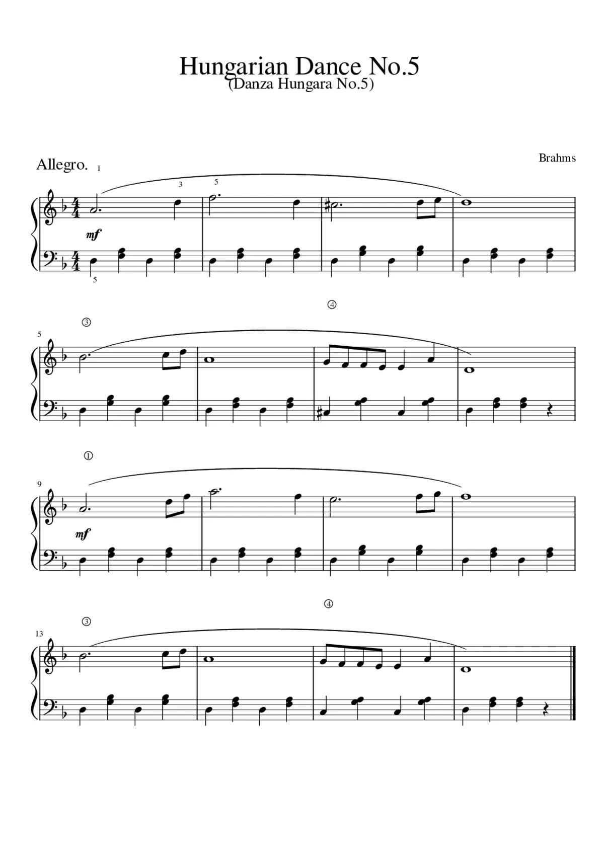 Hungarian Dance No 5 pag.1 - Page 1