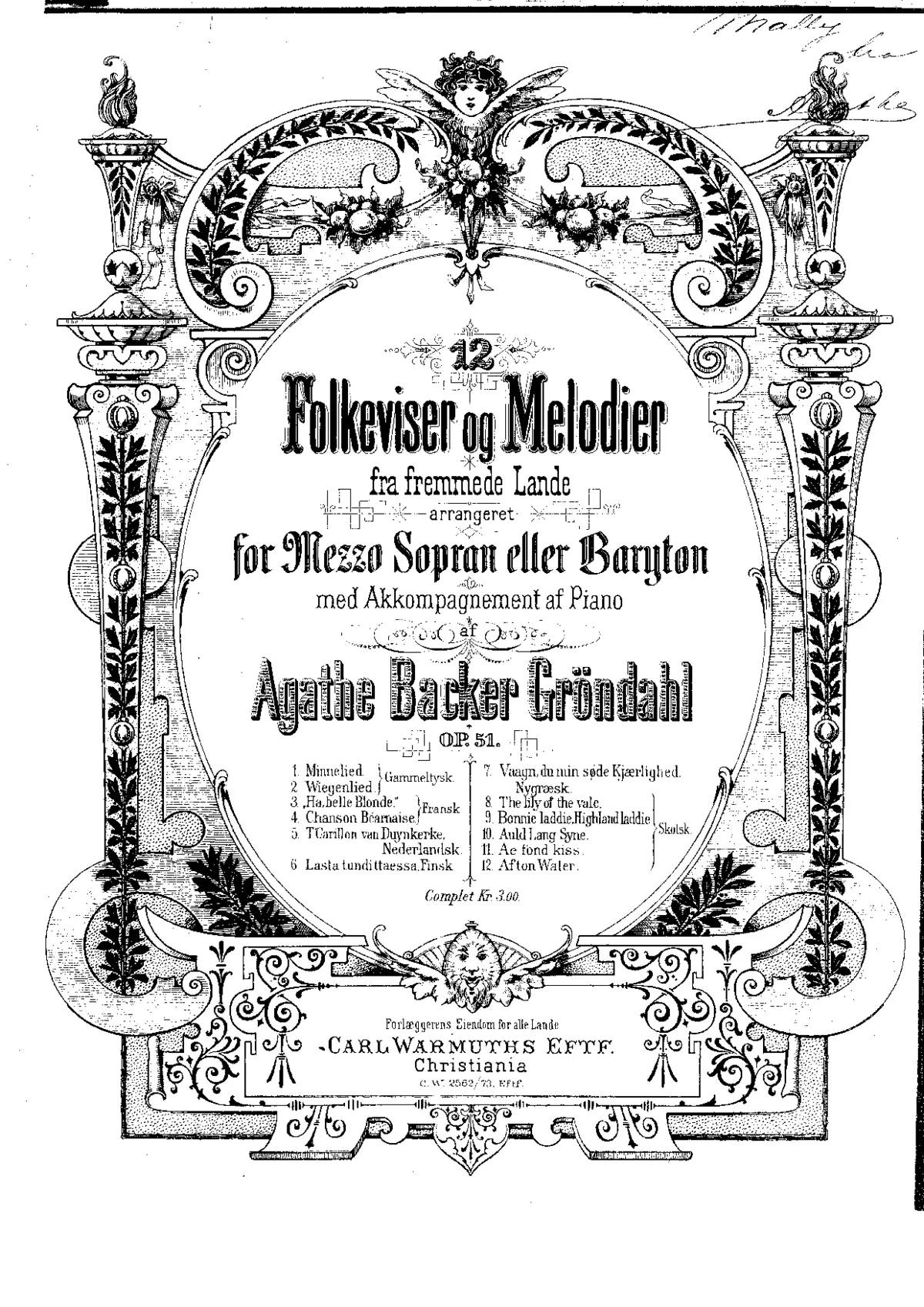 12 Folkevviser og Melodier fra fremmede Lande - Page 1