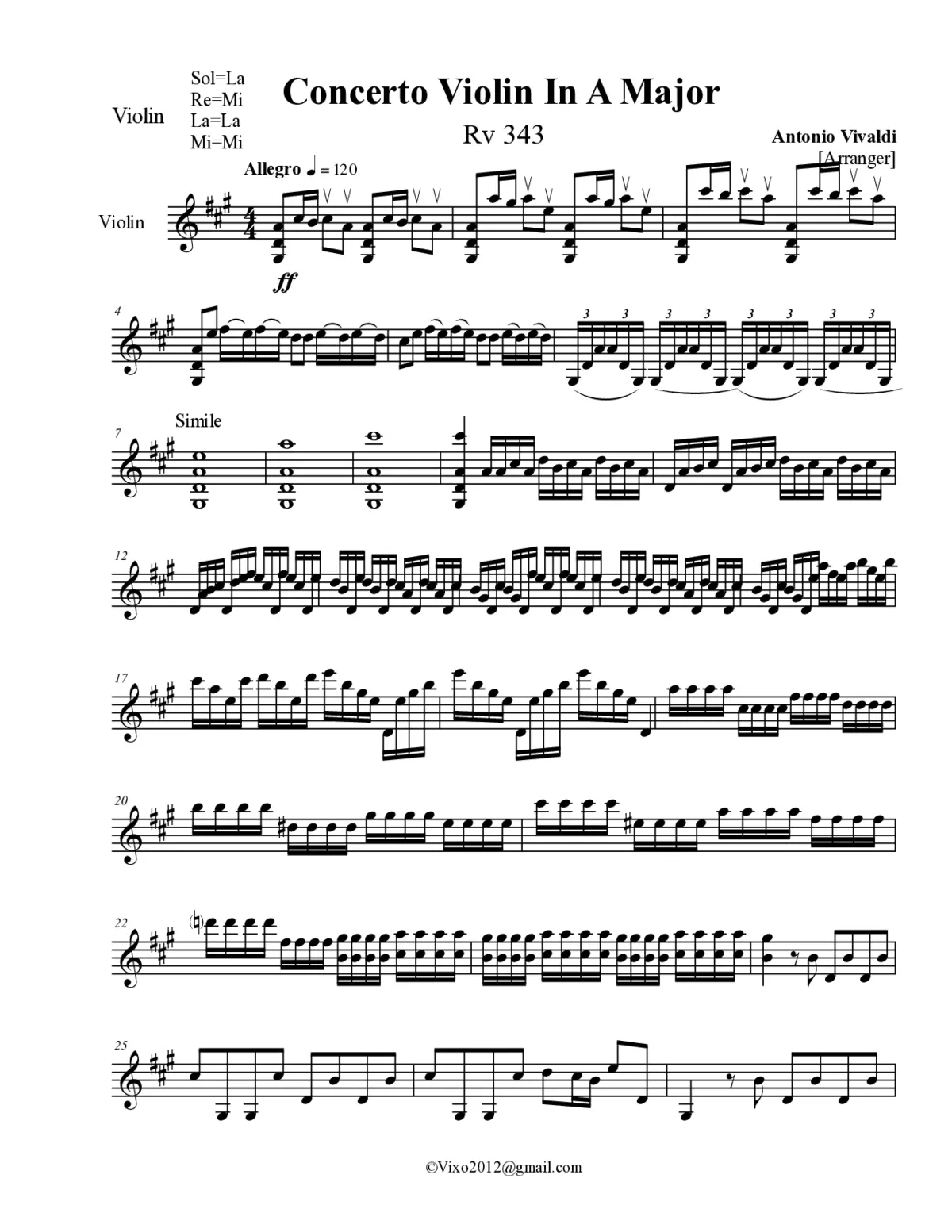 Violin Concerto in A major - Page 1