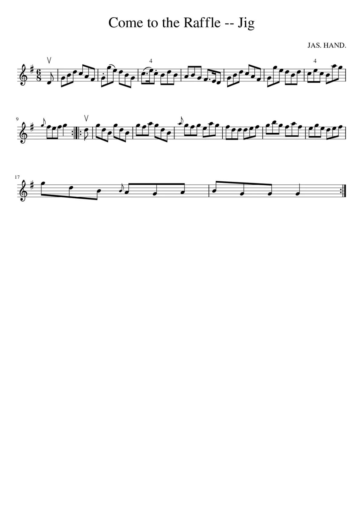 Come to the Raffle -- Jig - Page 1