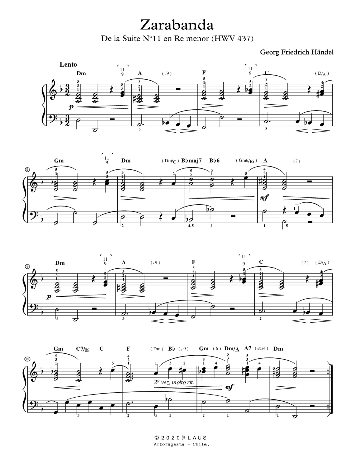 Suite in D minor HWV 437 - Page 1