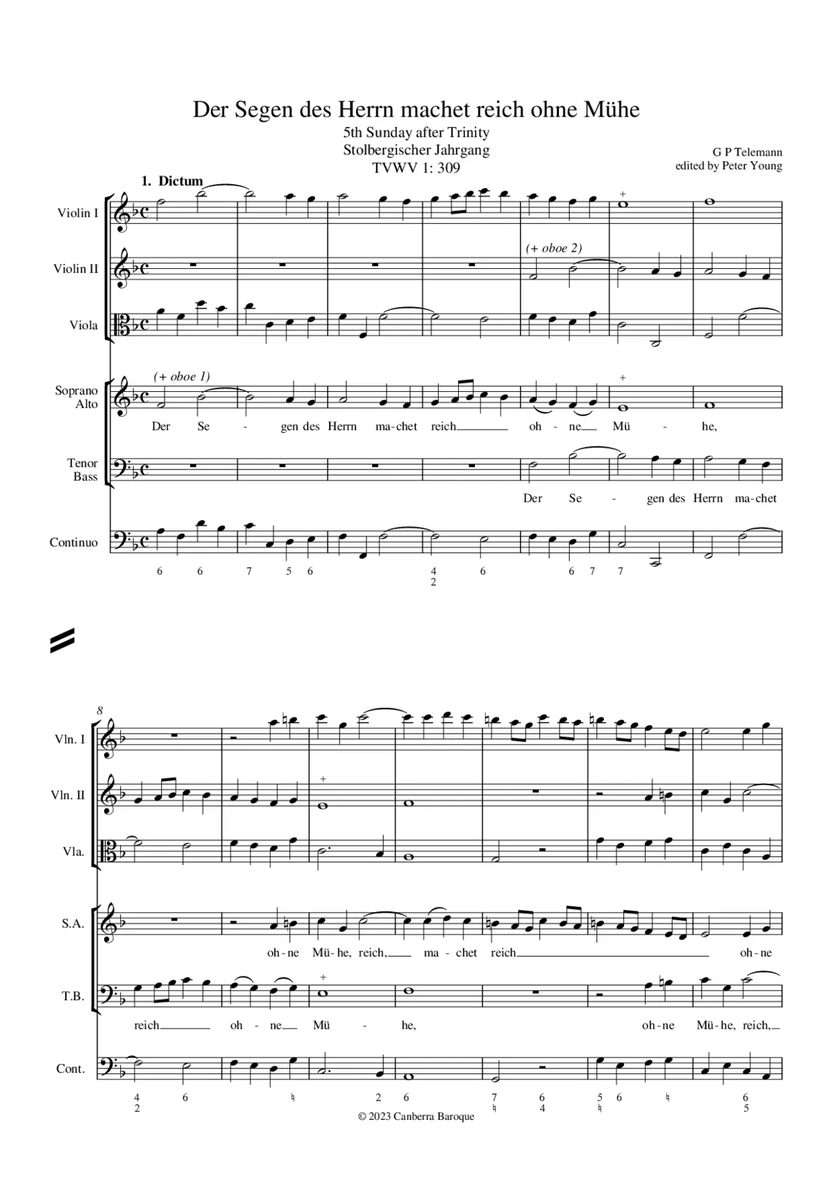 Der Segen des Herrn machet reich ohne Mühe - Page 1