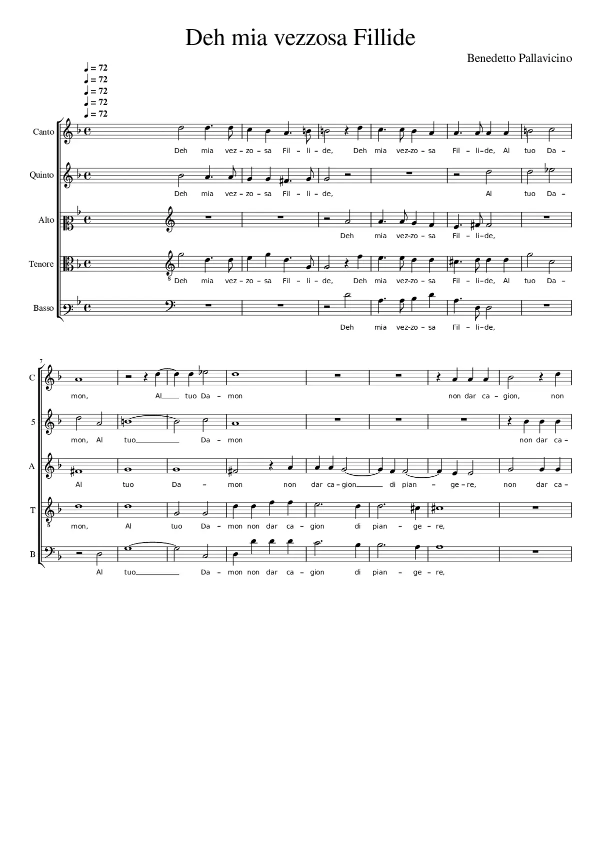 Deh mia vezzosa Fillide - Page 1