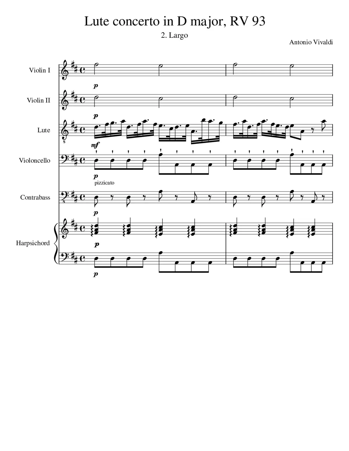 Chamber Concerto in D major RV 93 - Page 1