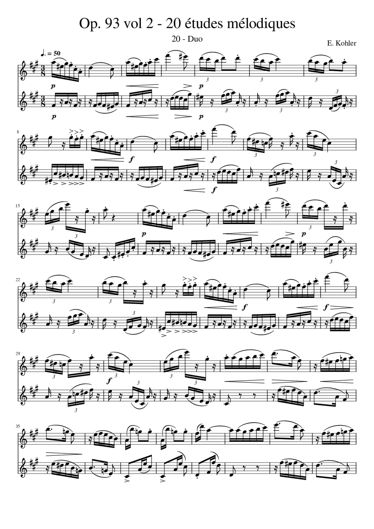 20 Leichte und melodische Lektionen für Flöte Op.93 vol 2 No. 20 - Page 1