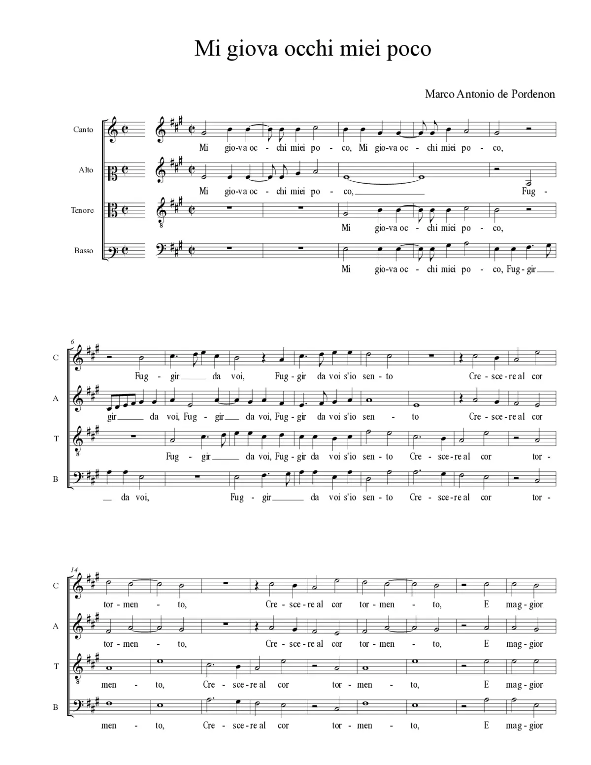 Mi giova occhi miei poco - Page 1
