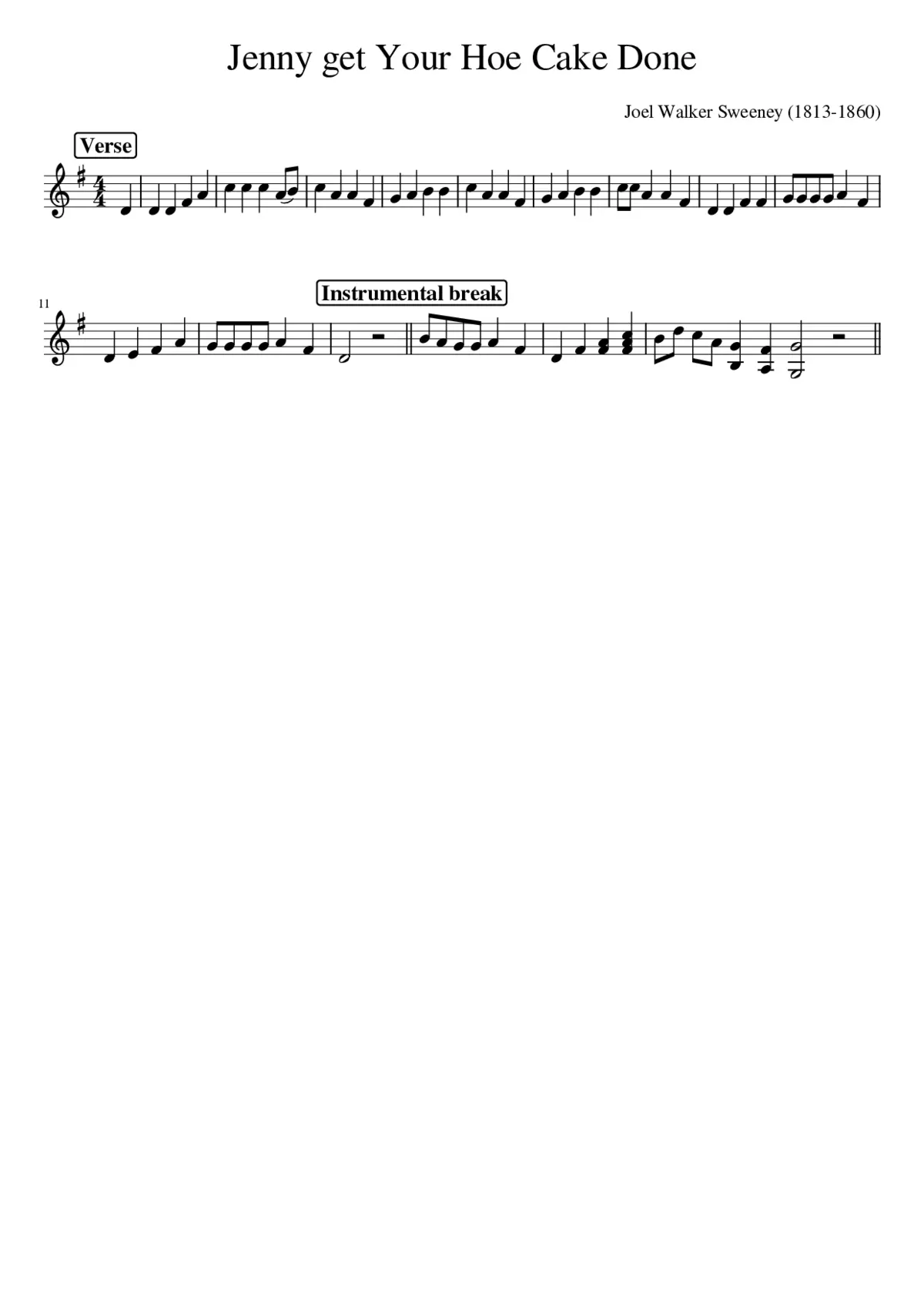 Jenny get Your Hoe Cake Done - Page 1