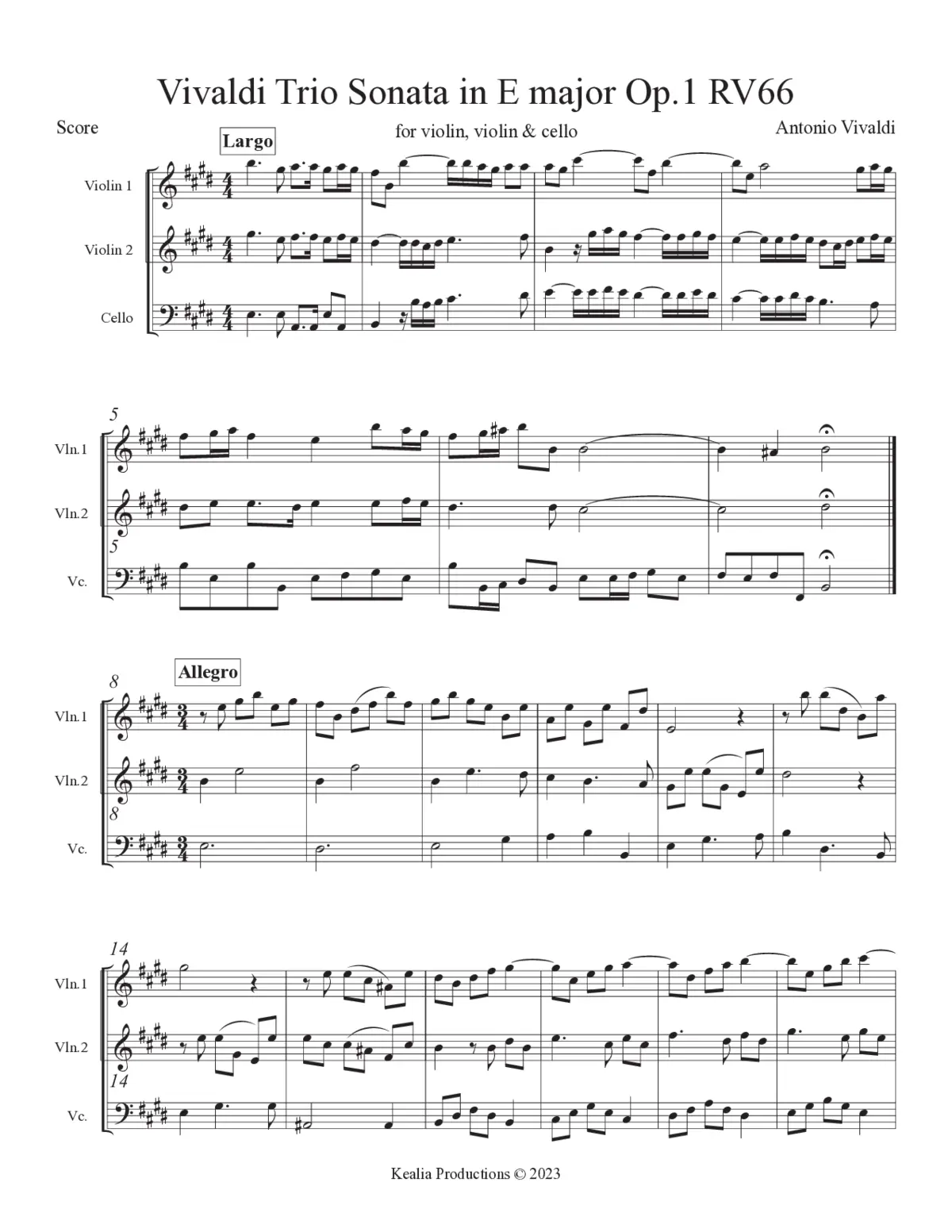 Trio Sonata in E major, RV 66 - Page 1