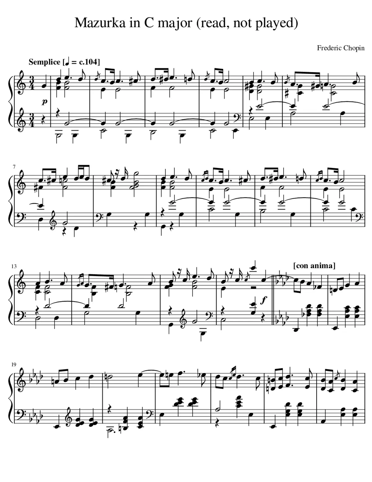 Mazurka in C (op.33 No.3) to be read not played - Page 1