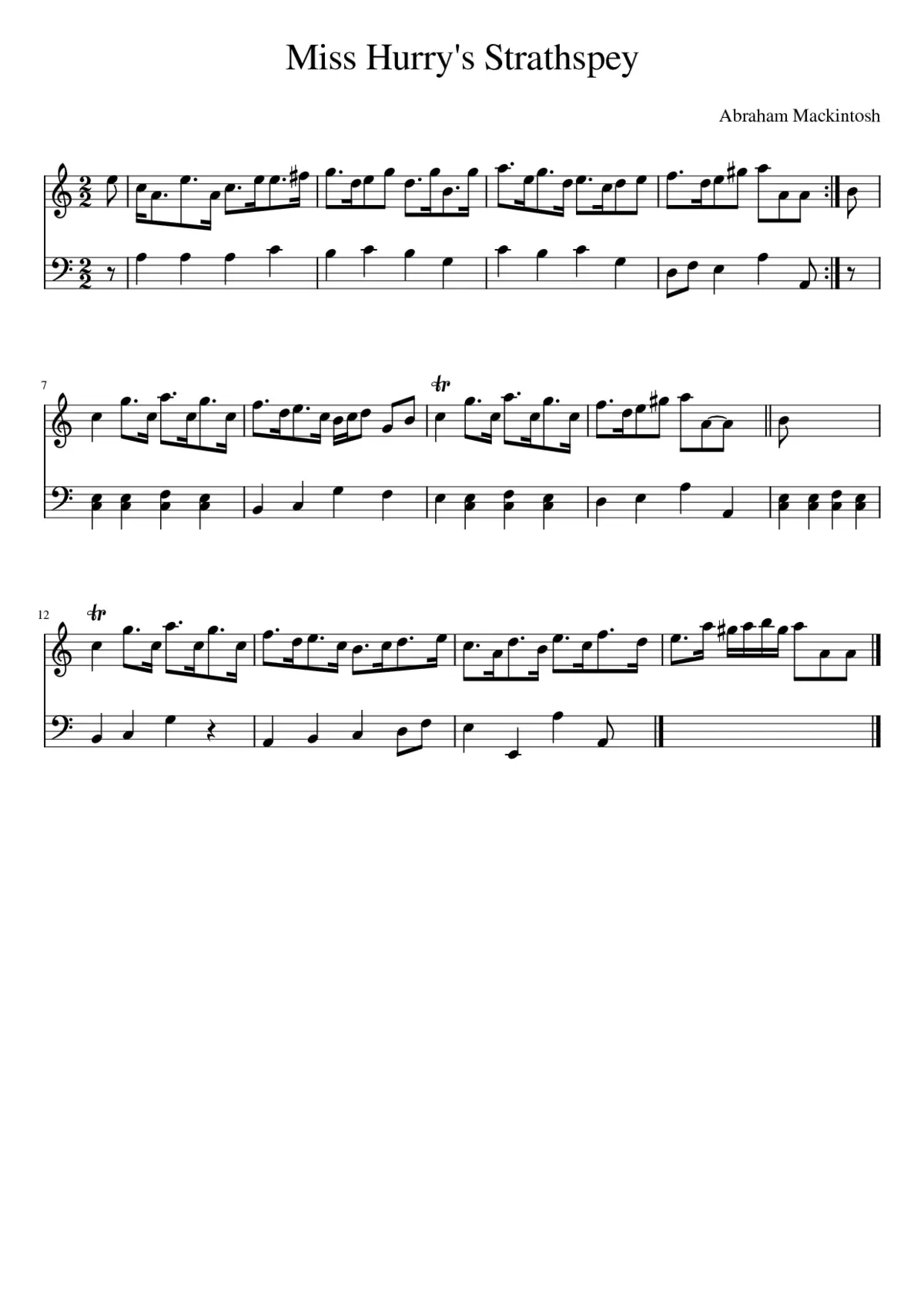 Miss Hurry's Strathspey - Page 1