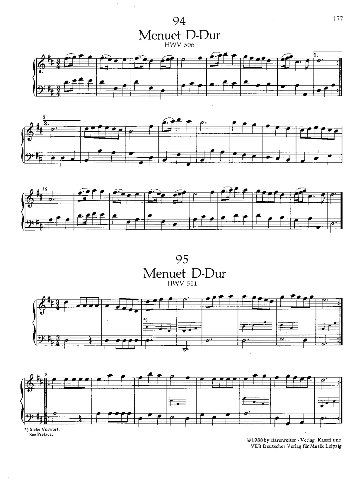 Minuet in D major, HWV 506 - Page 1