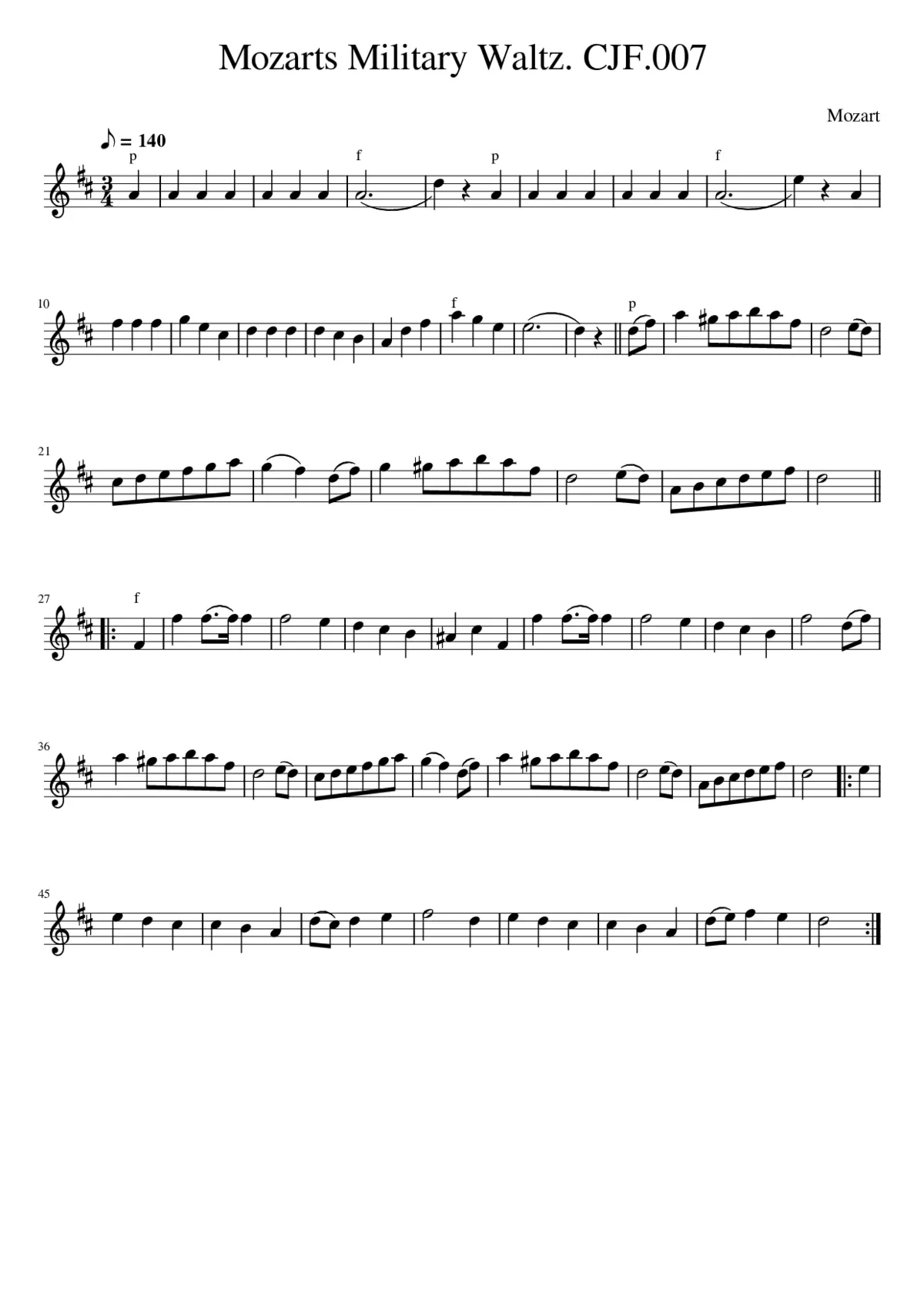 Mozarts Military Waltz. CJF.007 - Page 1