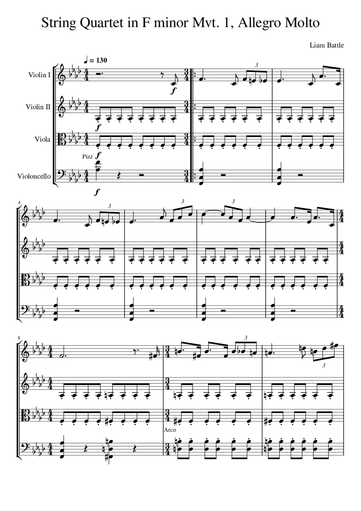 String Quartet in F minor (Performance Ready Draft) - Page 1