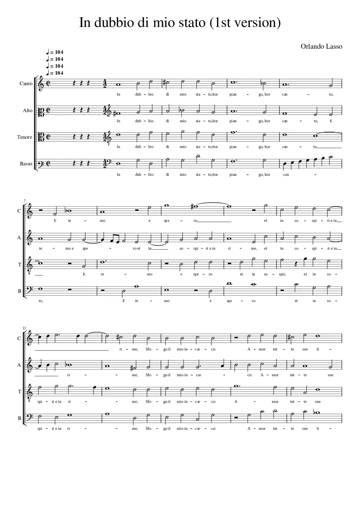 In dubbio di mio stato (1st of 2 versions. The 2nd is here) - Page 1