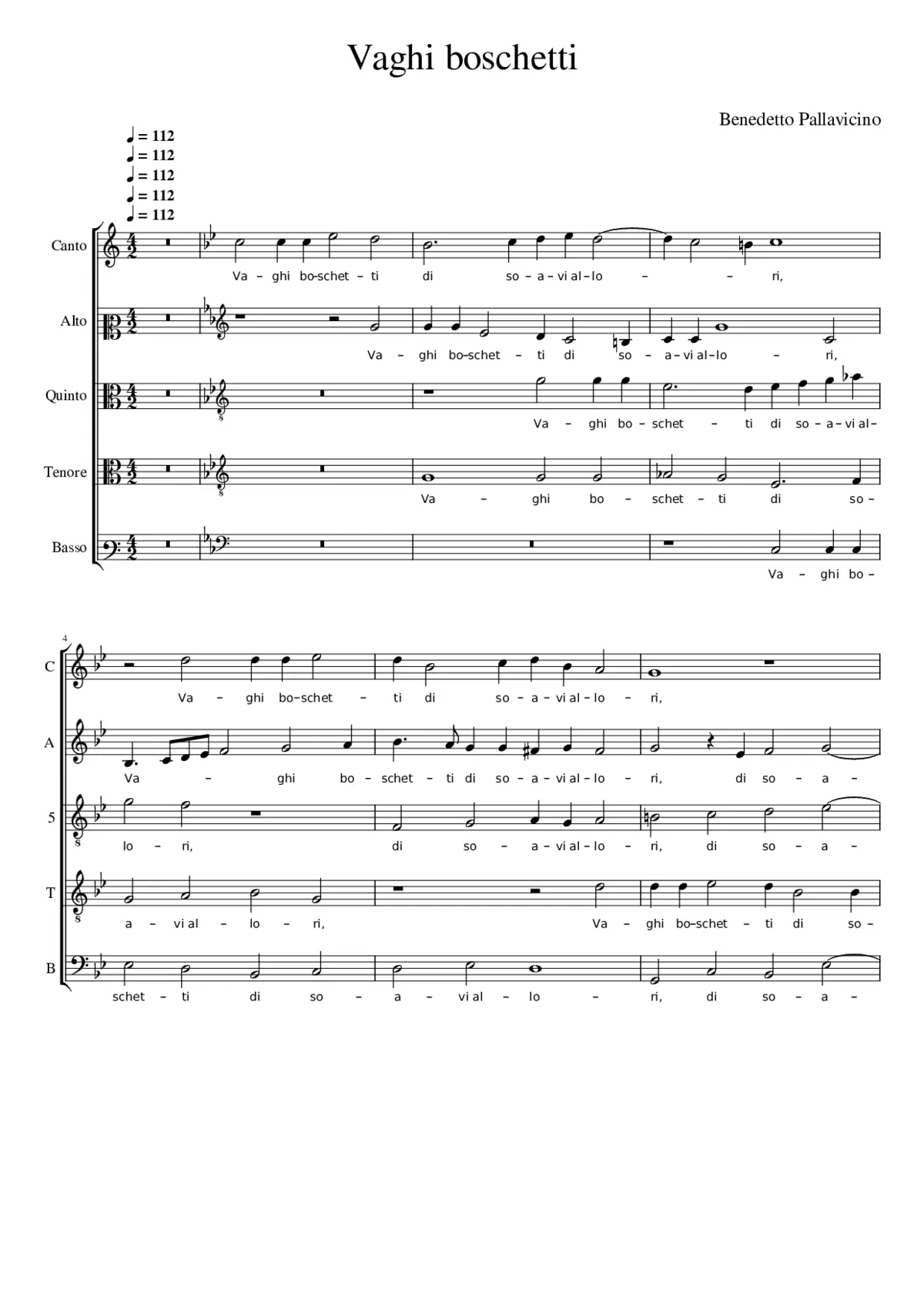 Vaghi boschetti di soavi allori - Page 1