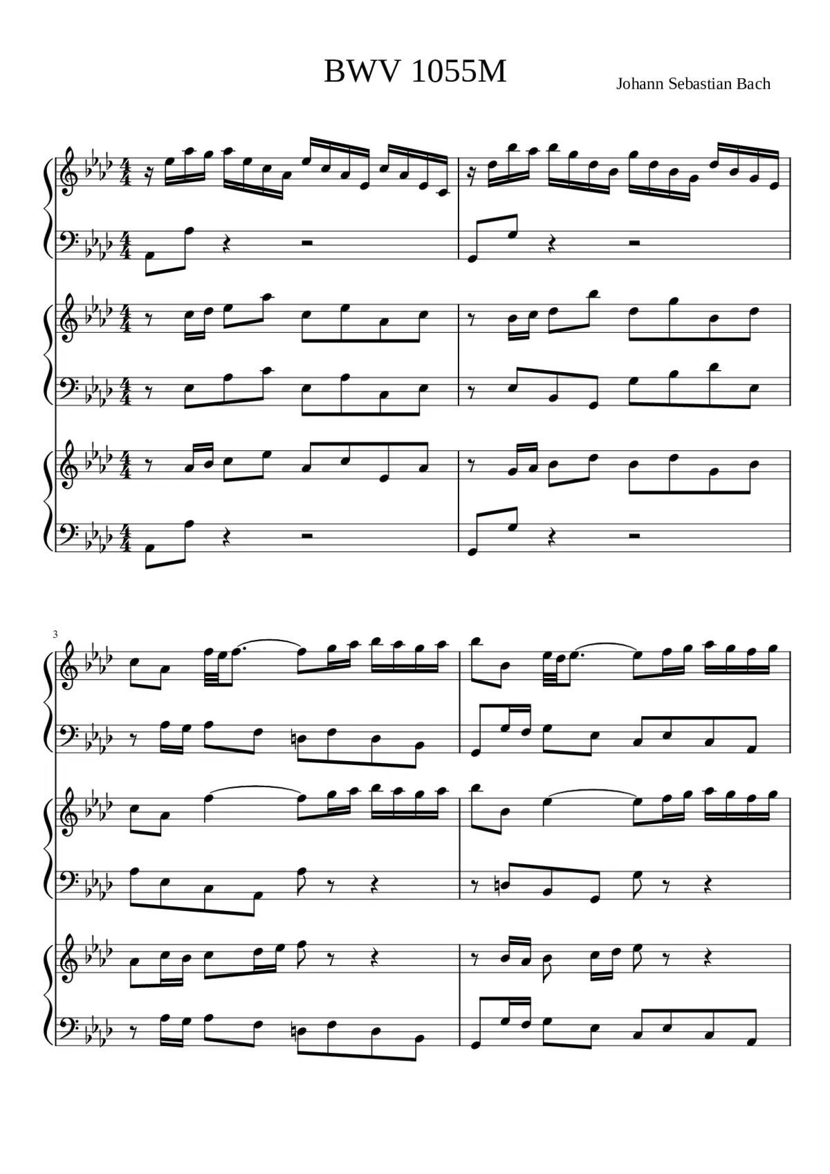 Harpsichord Concerto No.4 in A major BWV 1055 - Page 1