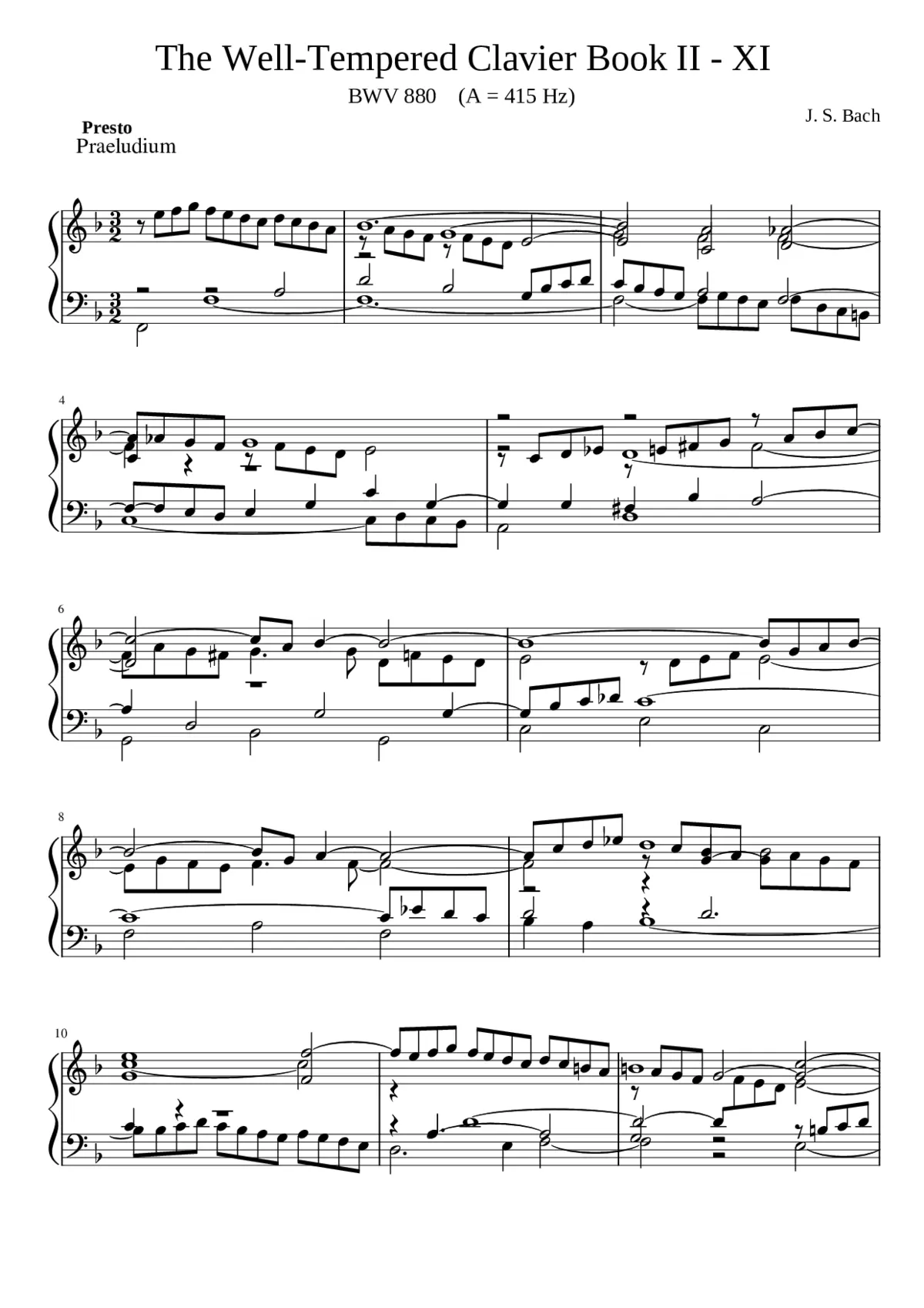 Prelude and Fugue in F major BWV 880 - Page 1