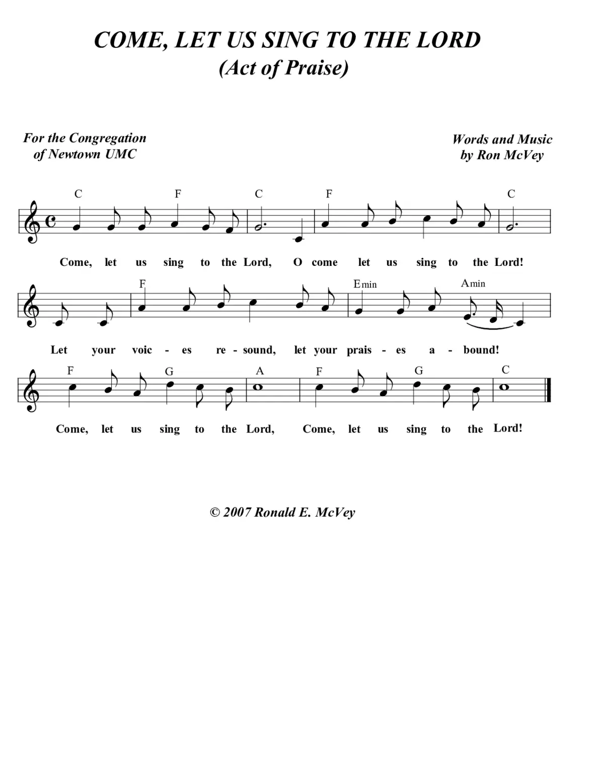 Come, let us sing to the Lord - Page 1