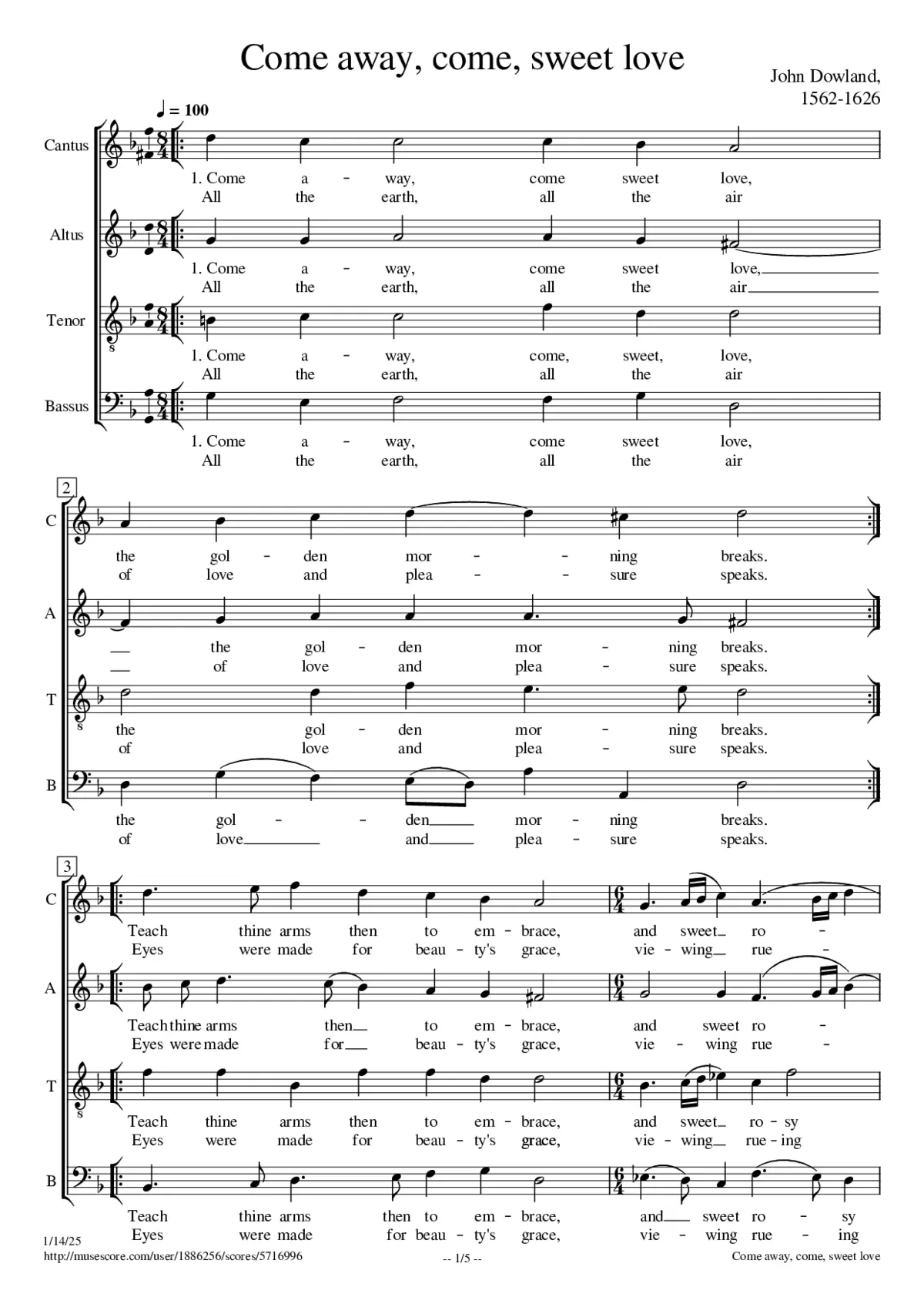 Come away come sweet love - Page 1