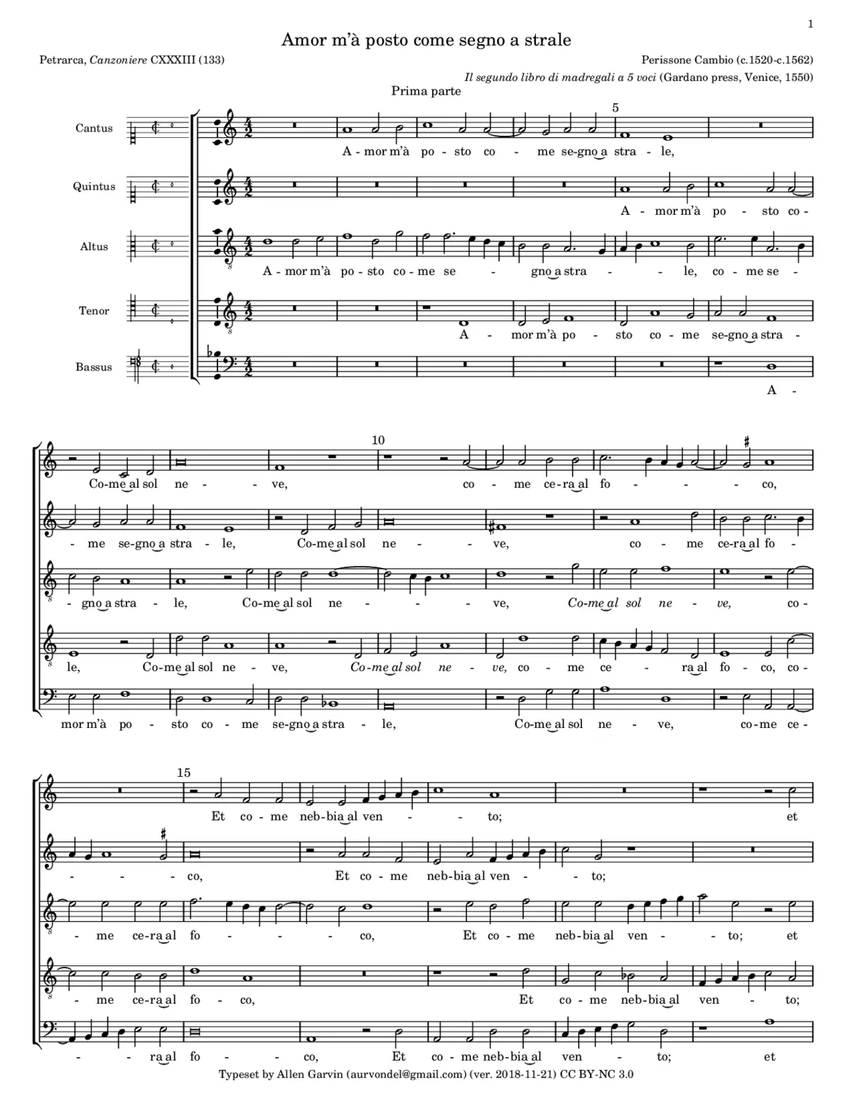 Amor m'à posto come segno a strale - Page 1