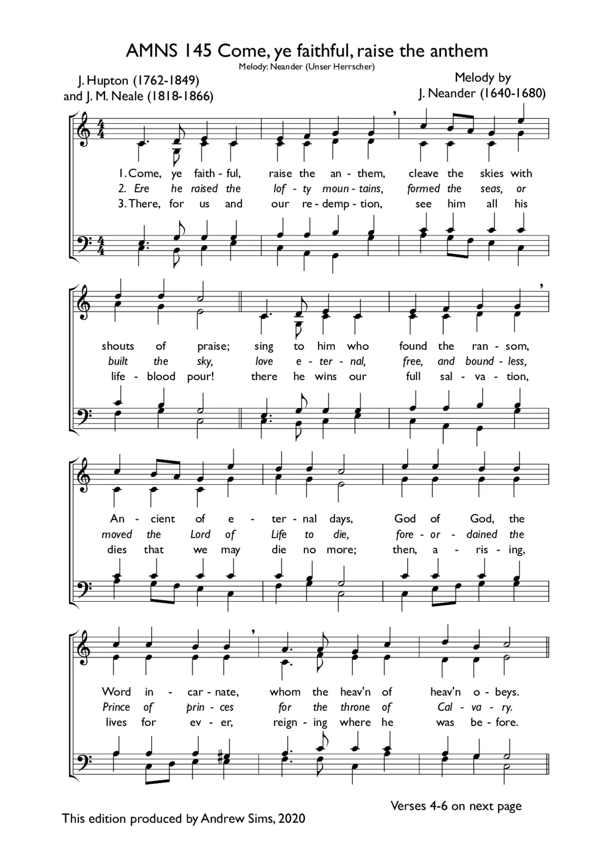 Come, ye faithful, raise the anthem - Page 1