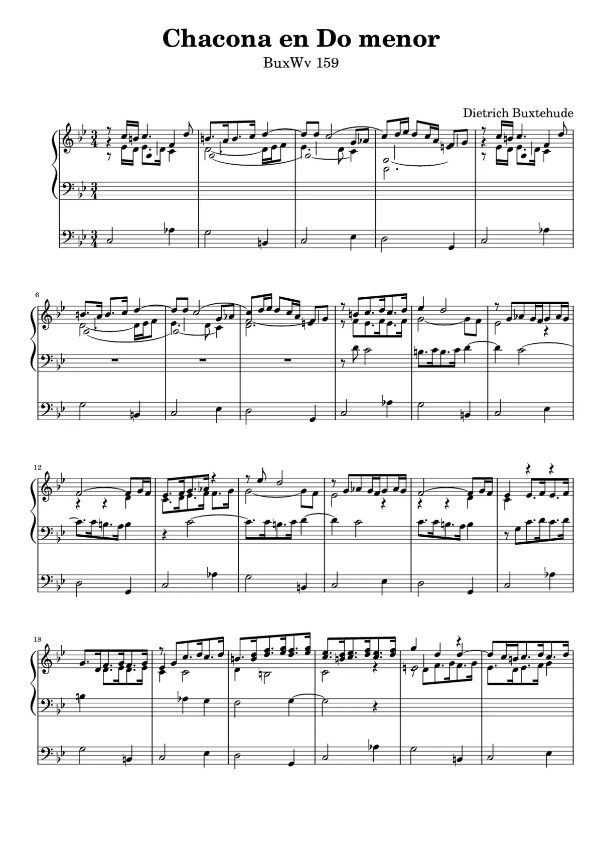 Dietrich Buxtehude - Chacona en Do menor - Page 1
