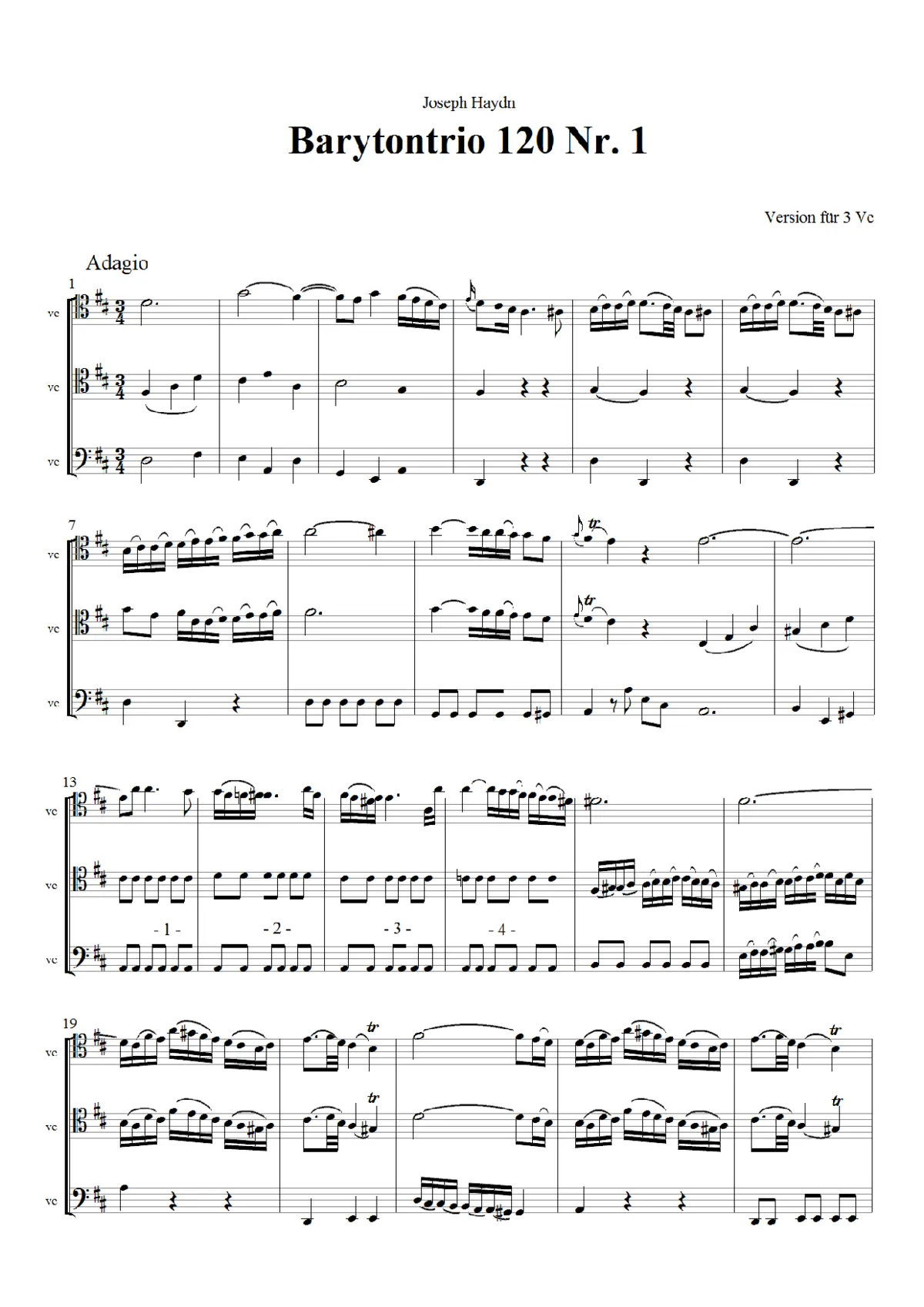 Baryton Trio in D major, Hob.XI:120 - Page 1