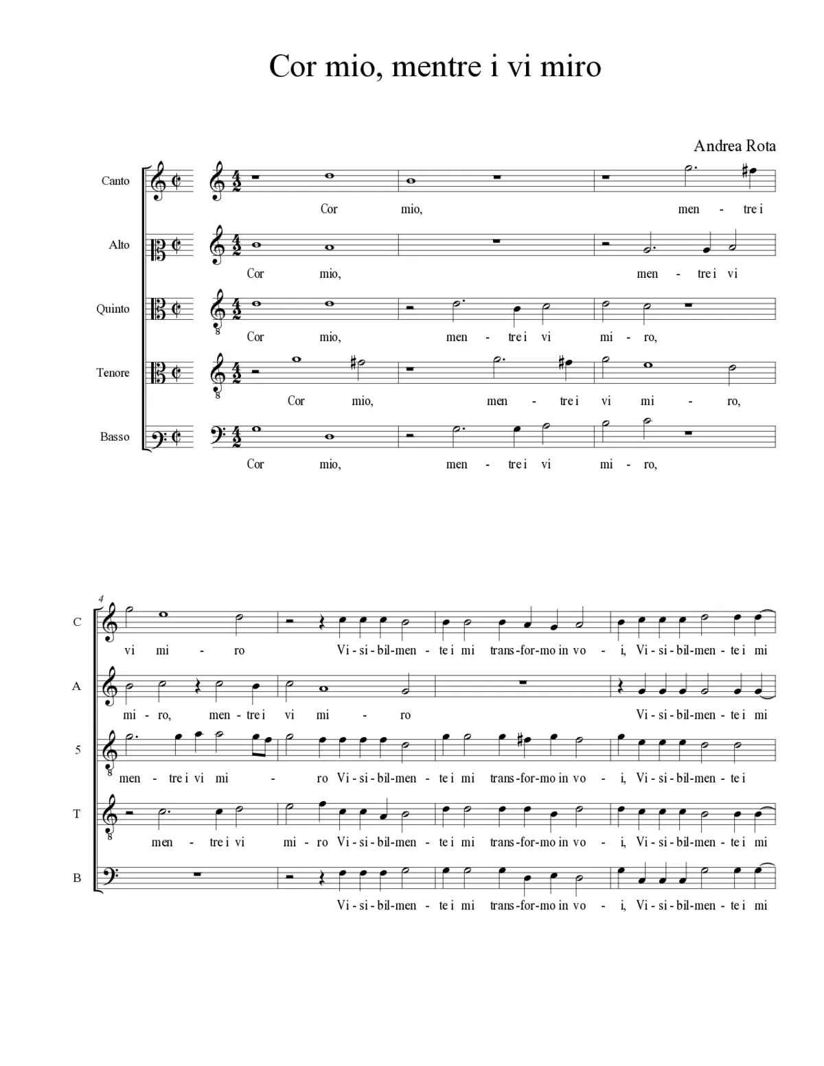 Cor mio, mentre i vi miro - Page 1