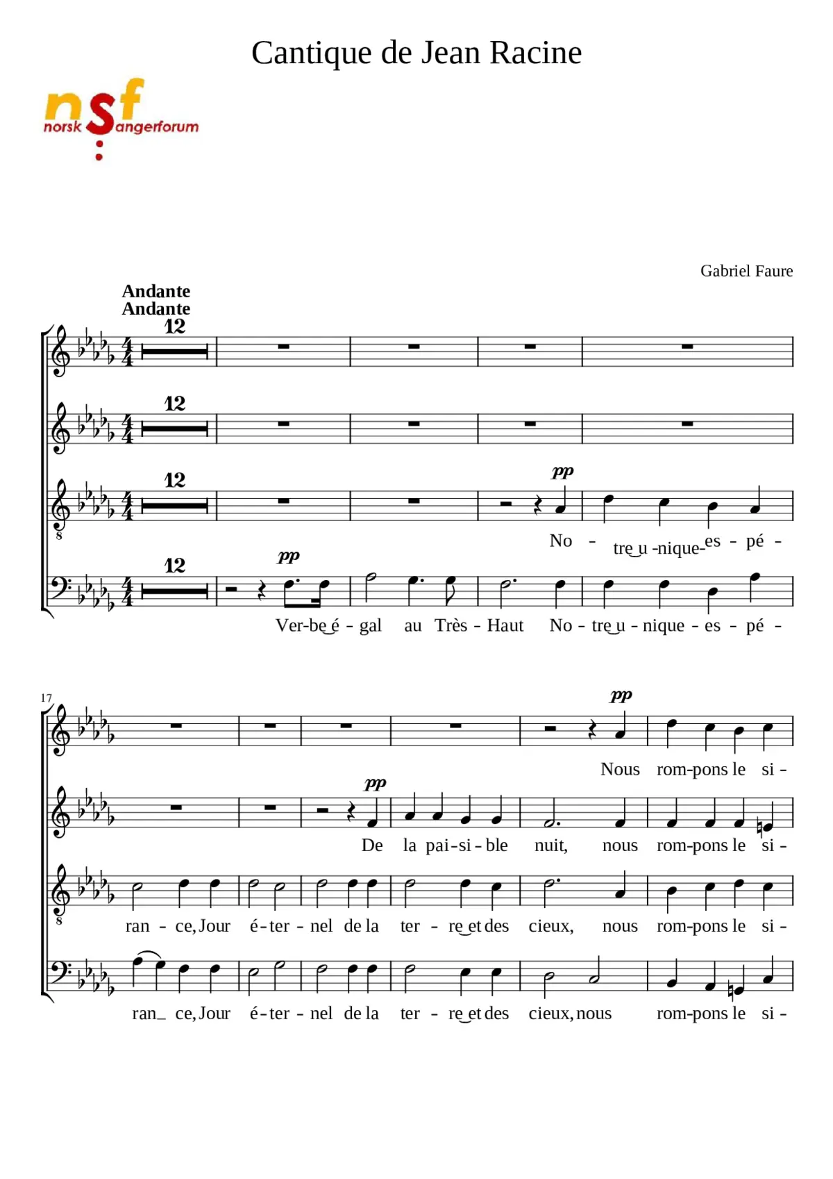 Cantique de Jean Racine Op.11 - Page 1