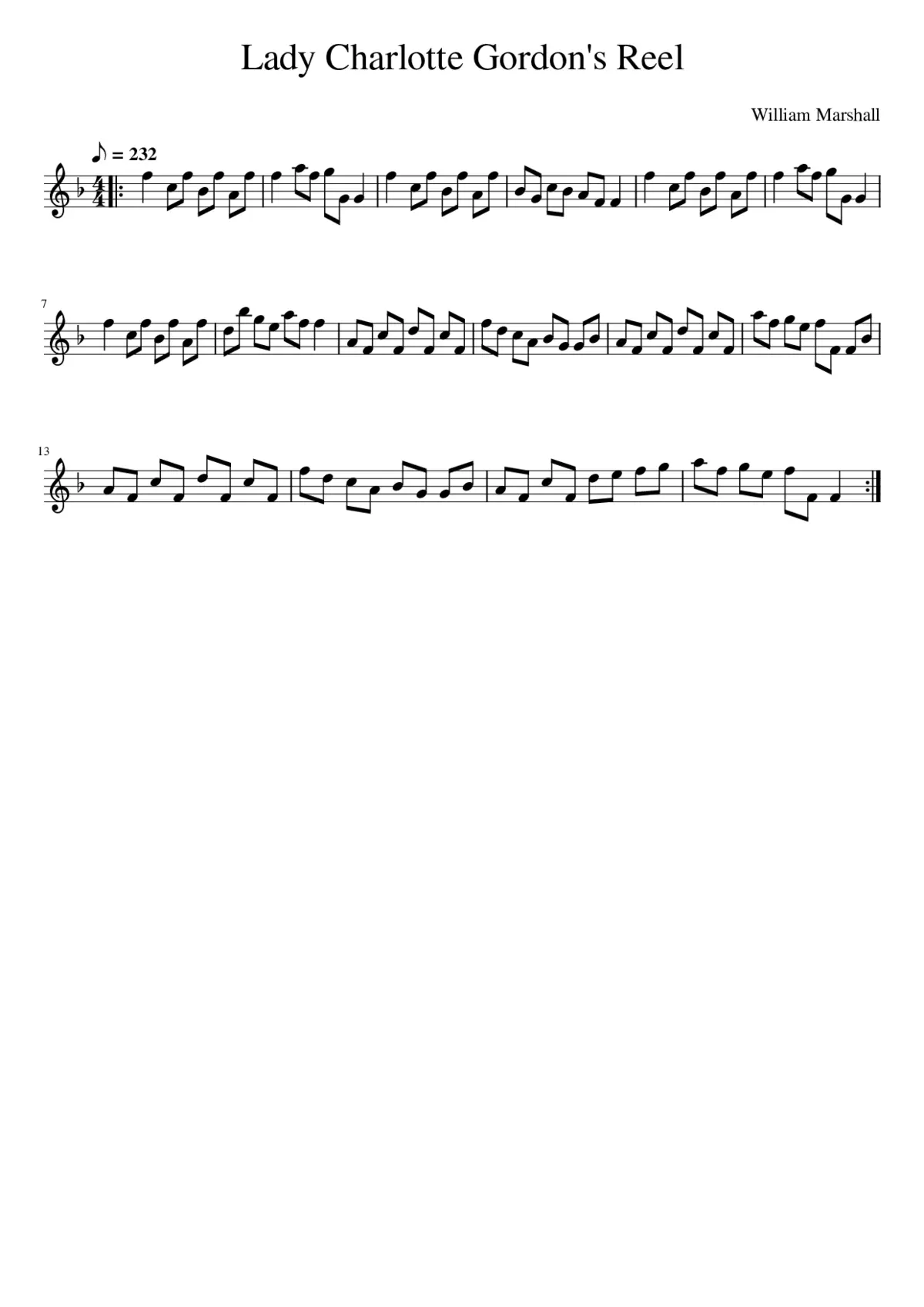 Lady Charlotte Gordon's Reel - Page 1