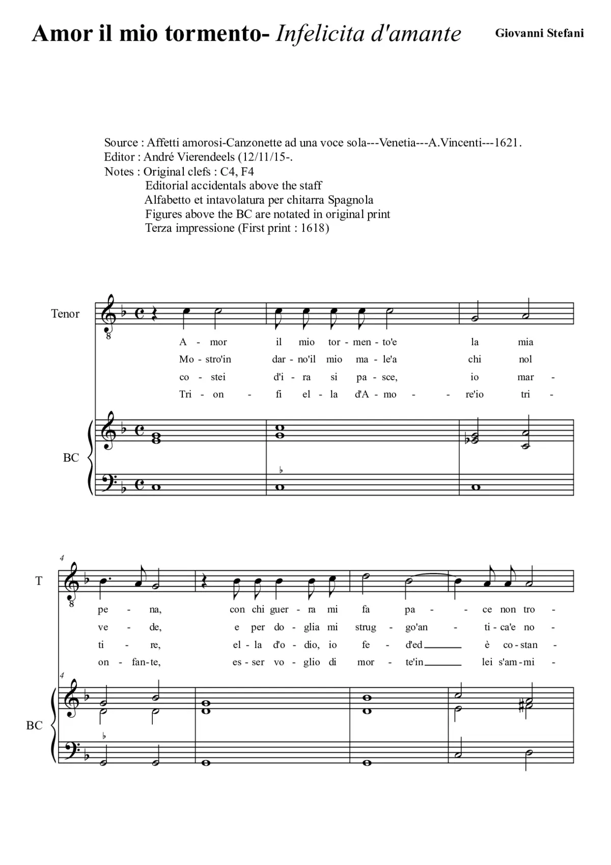 Amor il mio tormento - Infelicita d'amante - Page 1