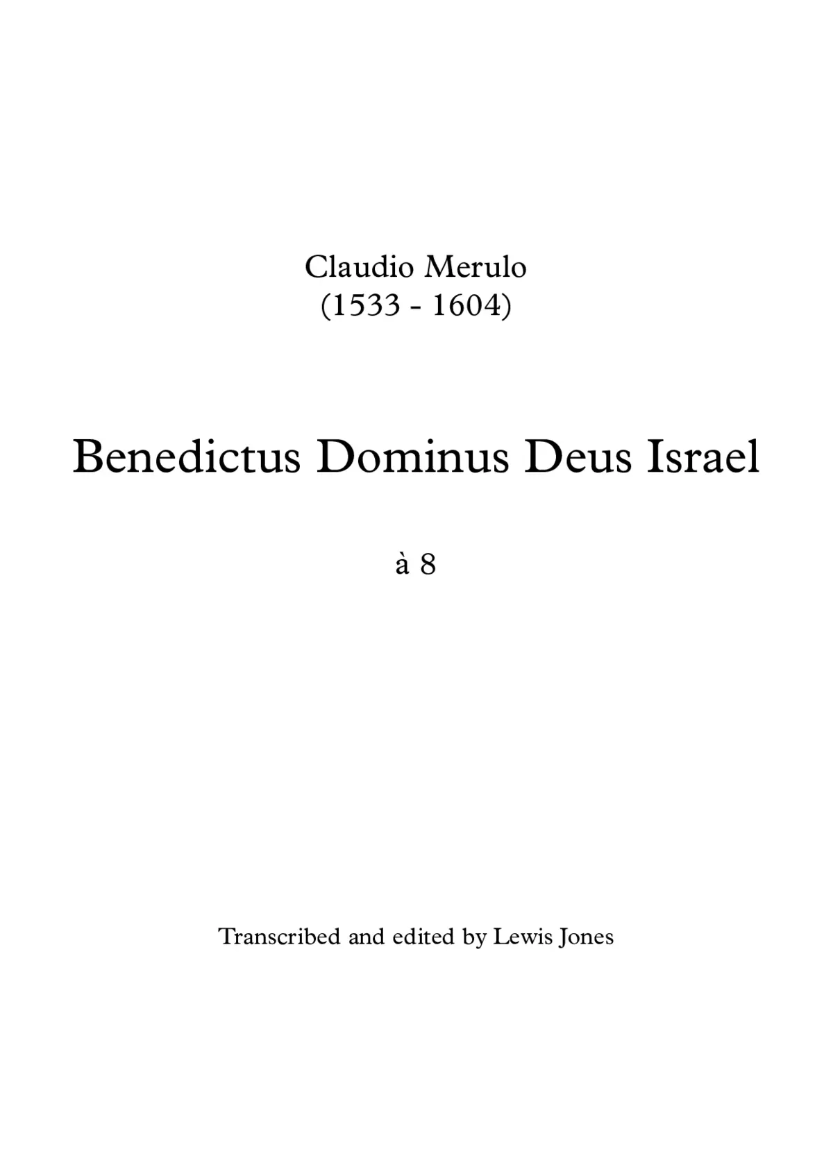 Benedictus Dominus Deus Israel a 8 - Page 1