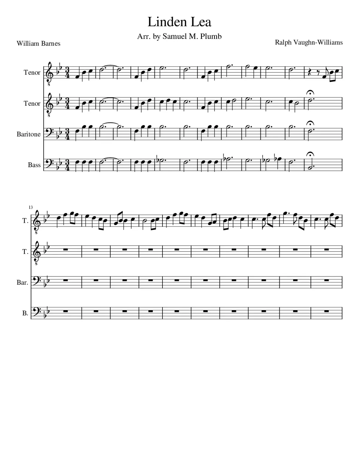 Linden Lea arr. for Men's Chorus - Page 1