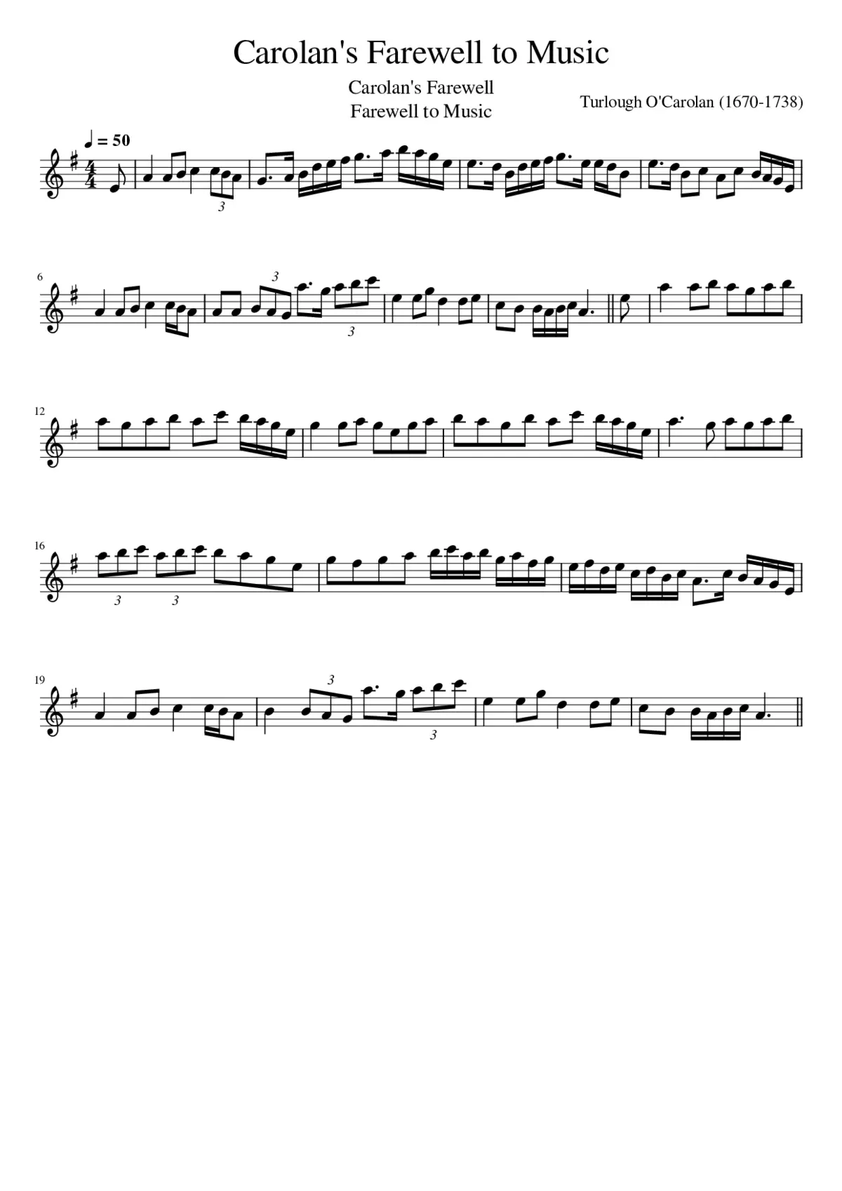 Carolan's Farewell To Music - Page 1