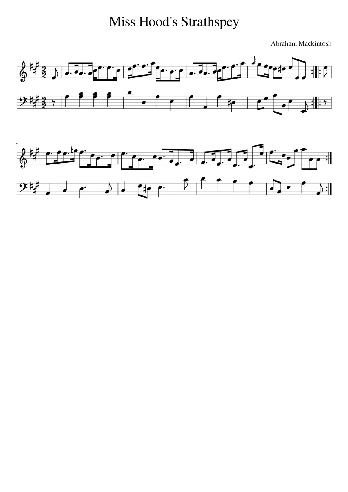 Miss Hood's Strathspey - Page 1