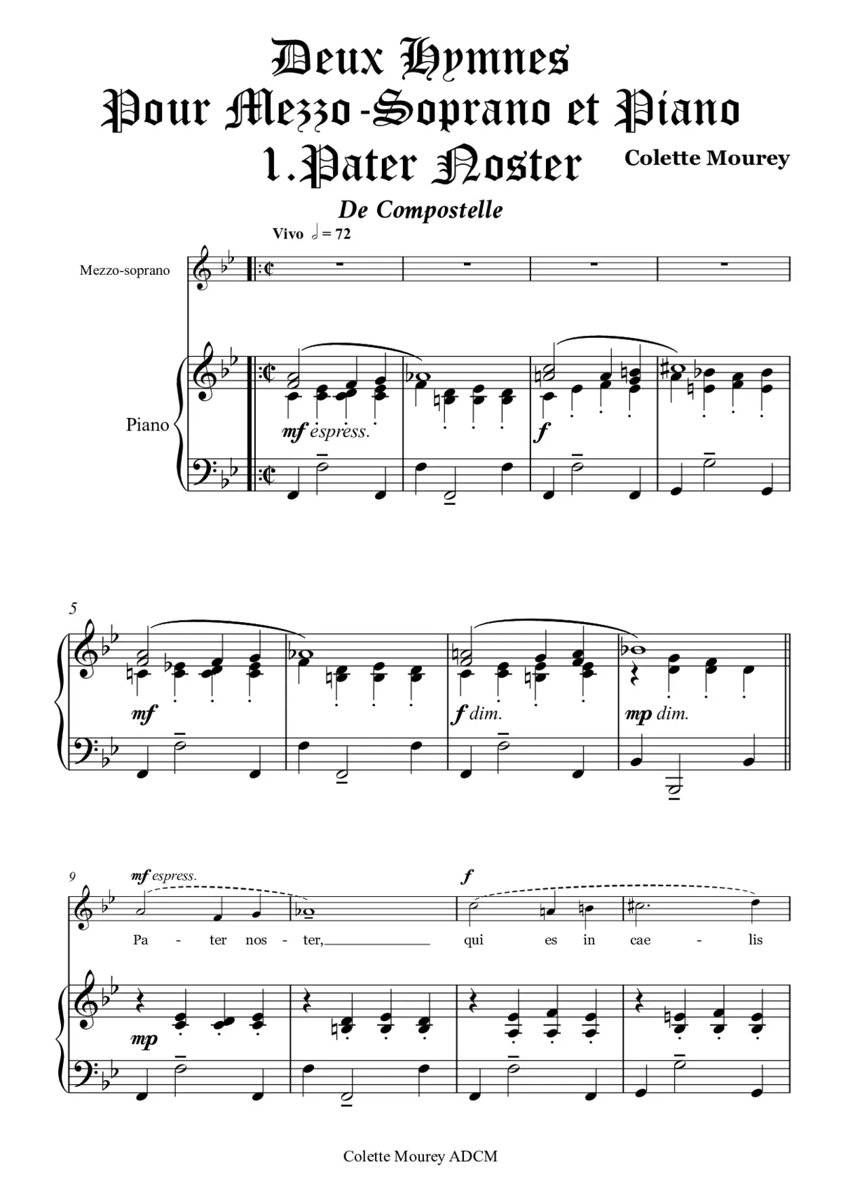 2 Hymnes for Mezzo-Soprano and Piano - Page 1