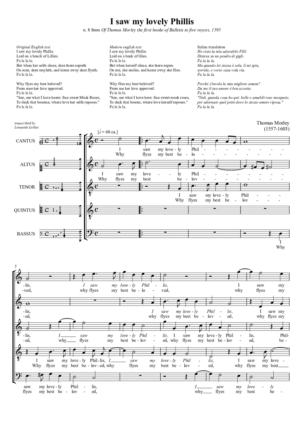I saw my lovely Phillis - Page 1