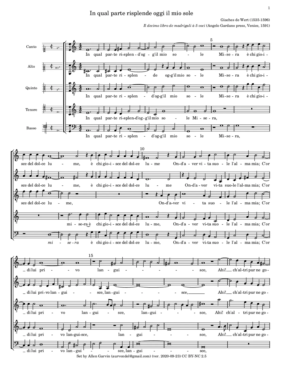In qual parte risplende oggi il mio sole - Page 1