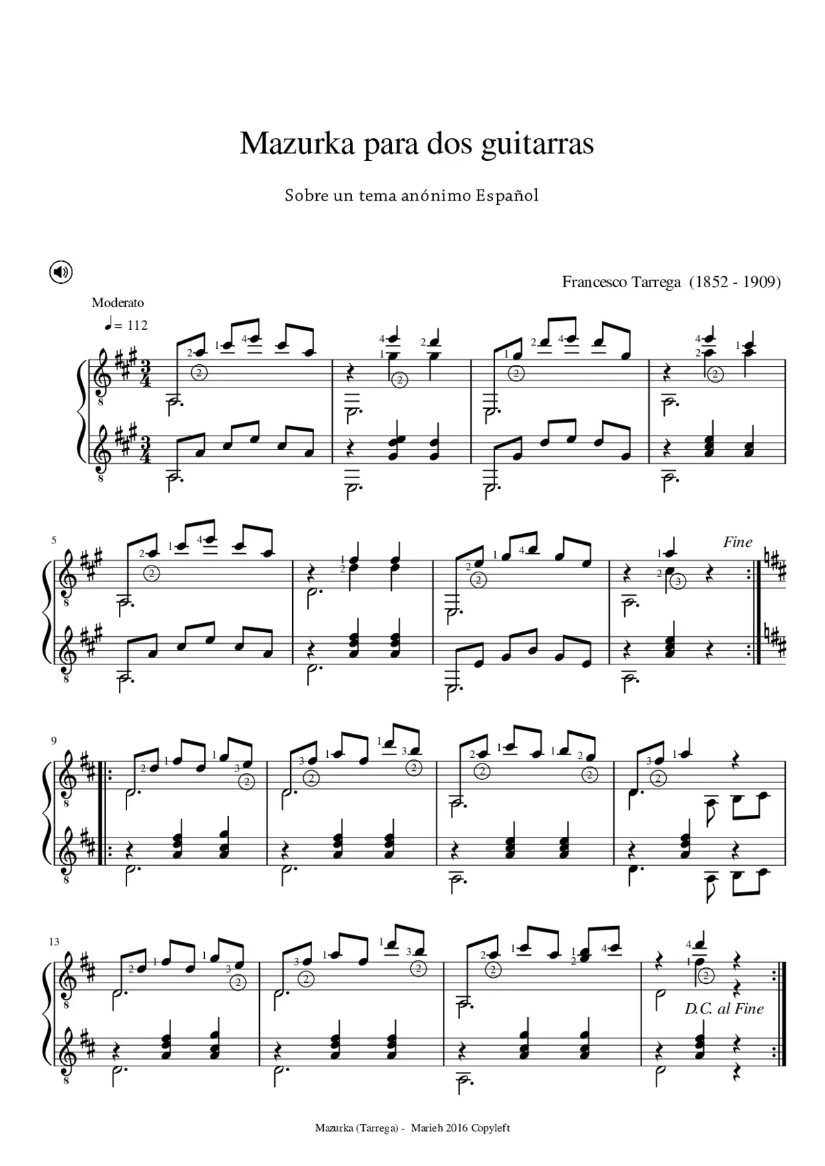 Mazurka para dos guitarras - Page 1