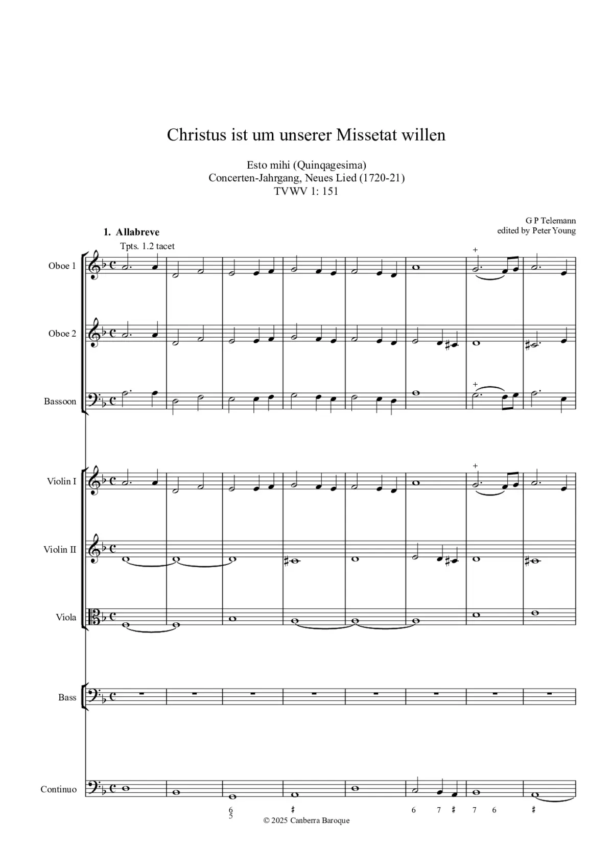 Christus ist um unserer Missetat willen, TWV 1:151 - Page 1