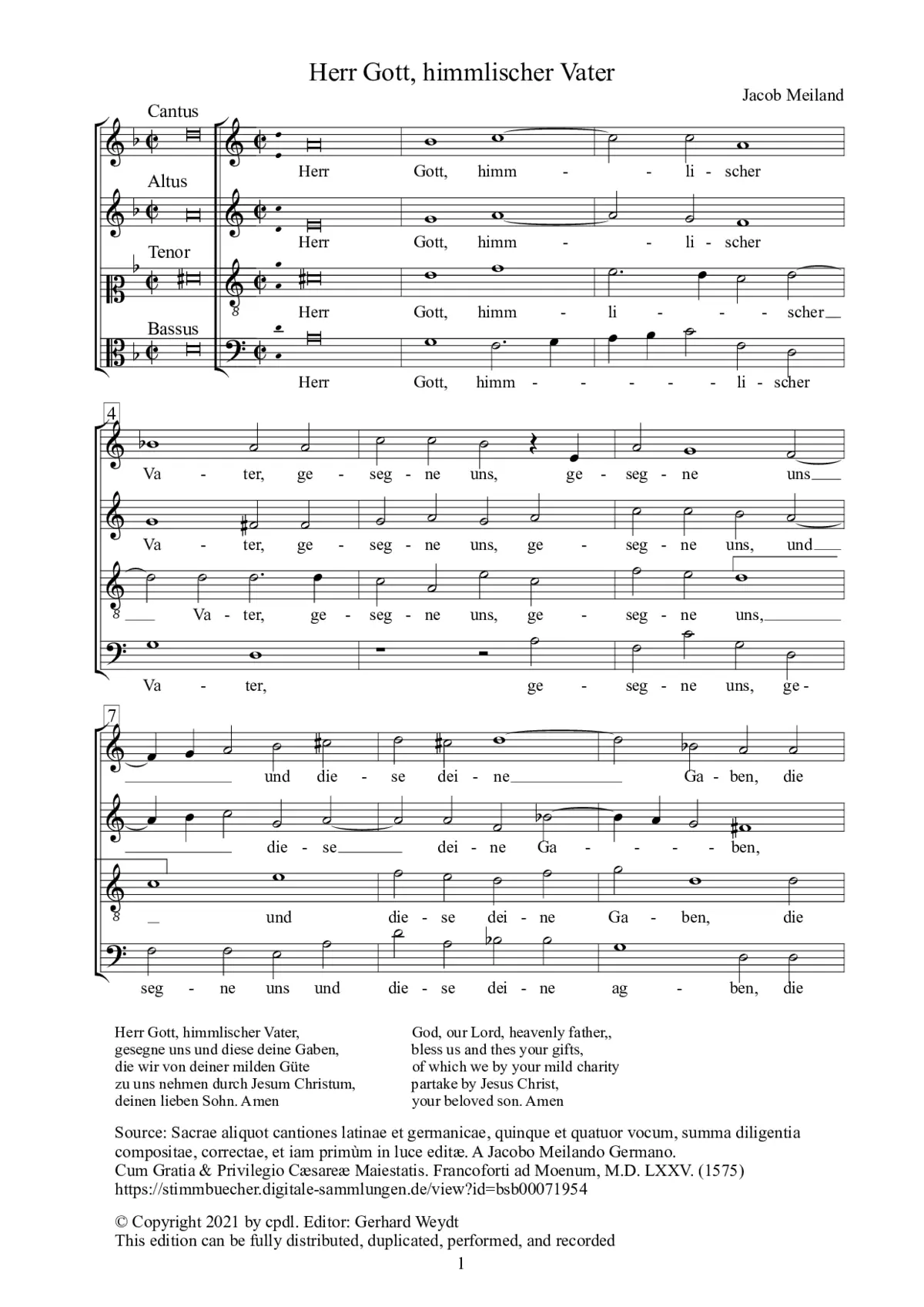 Herr Gott, himmlischer Vater - Page 1