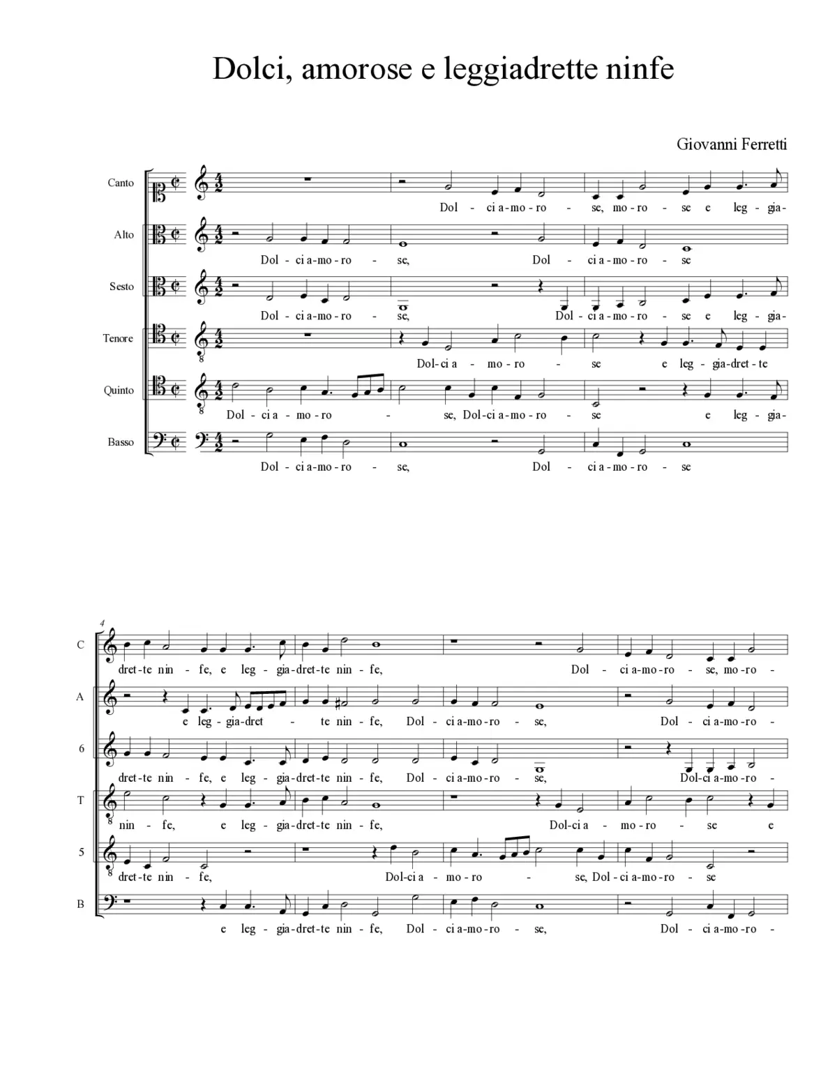 Dolce, amorose e leggiadrette ninfe - Page 1