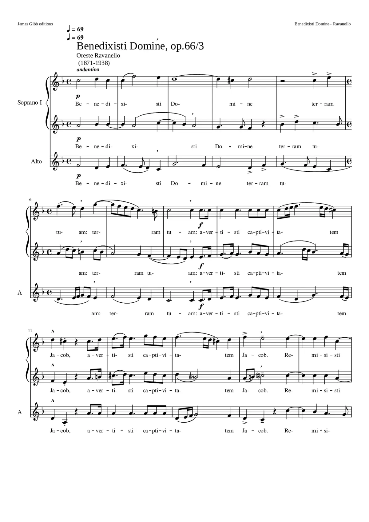 Benedixisti Domine op.66/3 - Page 1