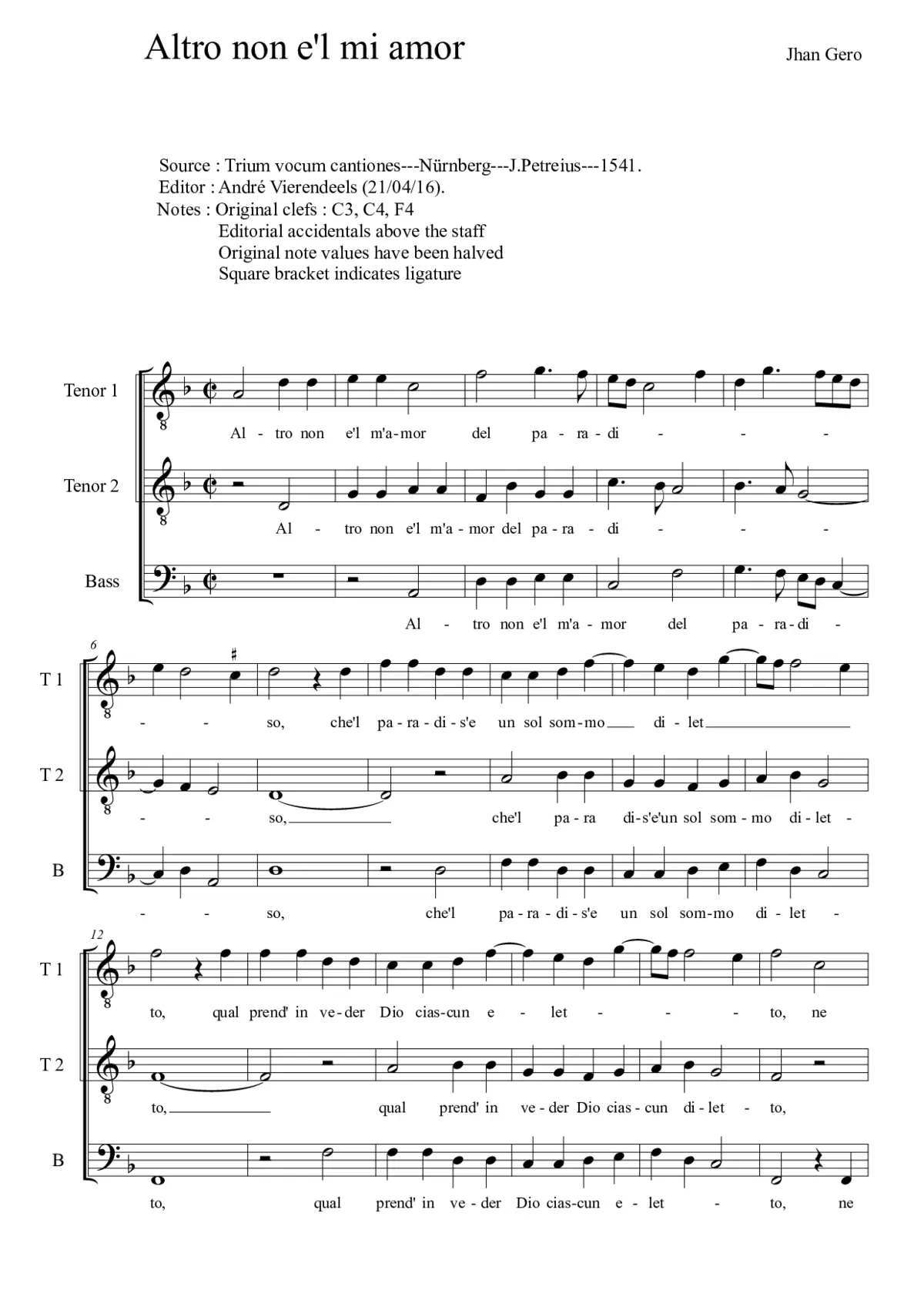 Altro non e'l mi amor - Page 1